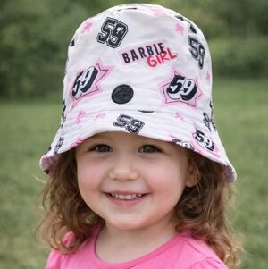 Barbie Girl Kids NWT Bucket Hat - White and Pink 4-6x